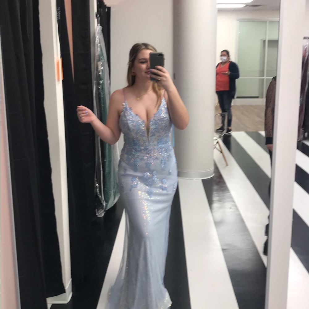 BLUE CHAMPAGNE PROM DRESS
